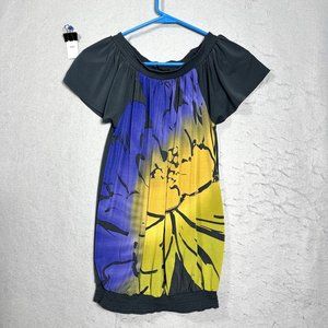 The Limited Women's Top Short Sleeve Cinched Bottom Golden Yellow Gray Size XS